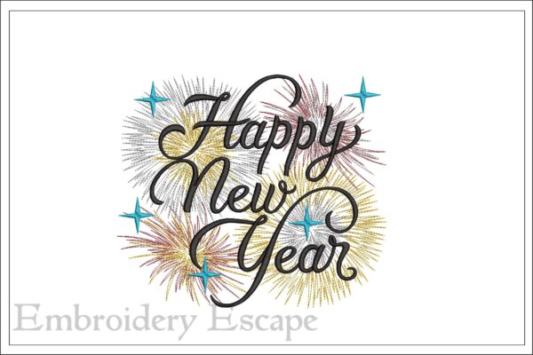 Happy New Year embroidery design