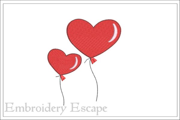 Heart balloons embroidery design