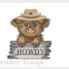 Highland cow Howdy embroidery design