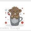 Highland cow in a mug embroidery design