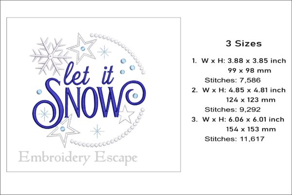 Let it snow embroidery design