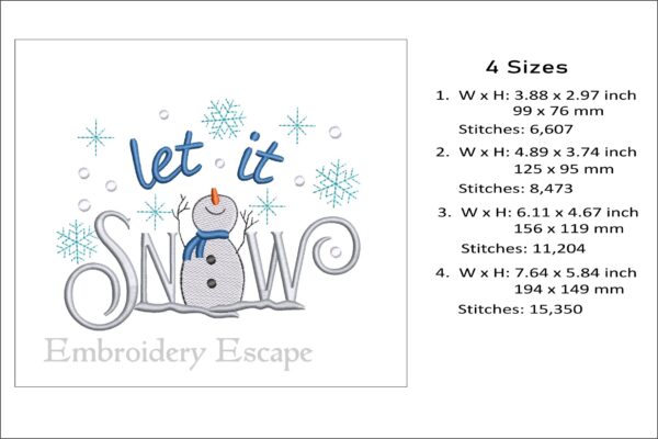 Let it snow embroidery design