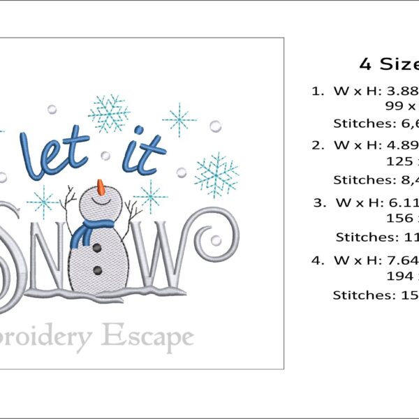 Let it snow embroidery design