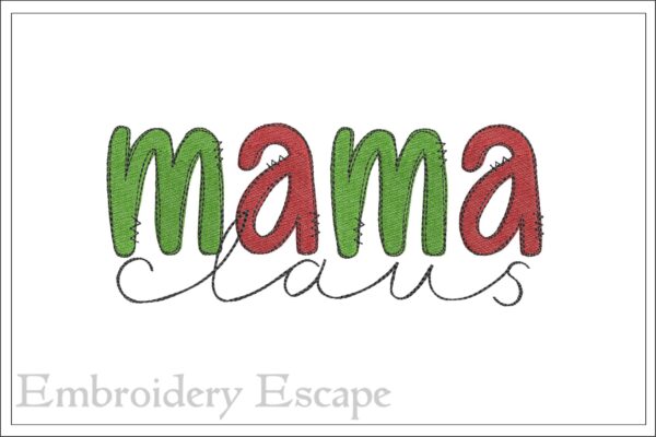 Mama claus embroidery design