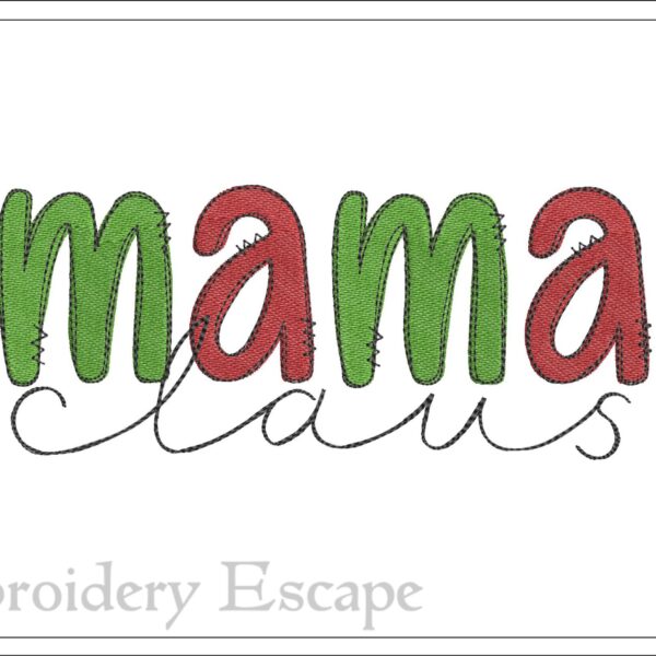 Mama claus embroidery design