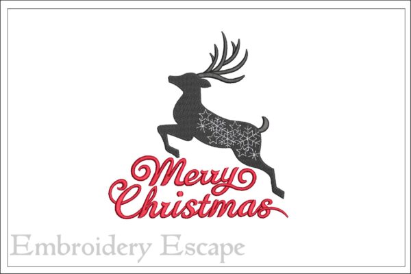 Merry Christmas Deer embroidery design