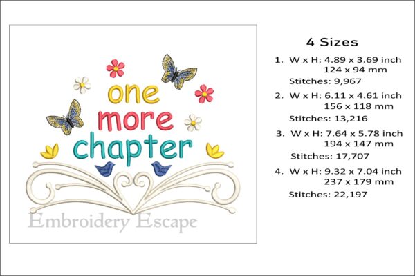 One more chapter embroidery design