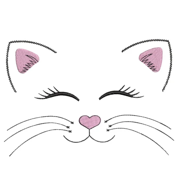 Sweet simple cat face embroidery design