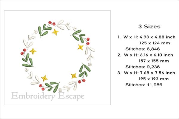 Floral wreath embroidery design