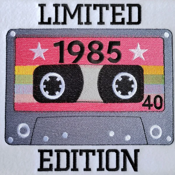 Born in 1985 embroidery design - limited edition embroidery design - 80's embroidery pattern
