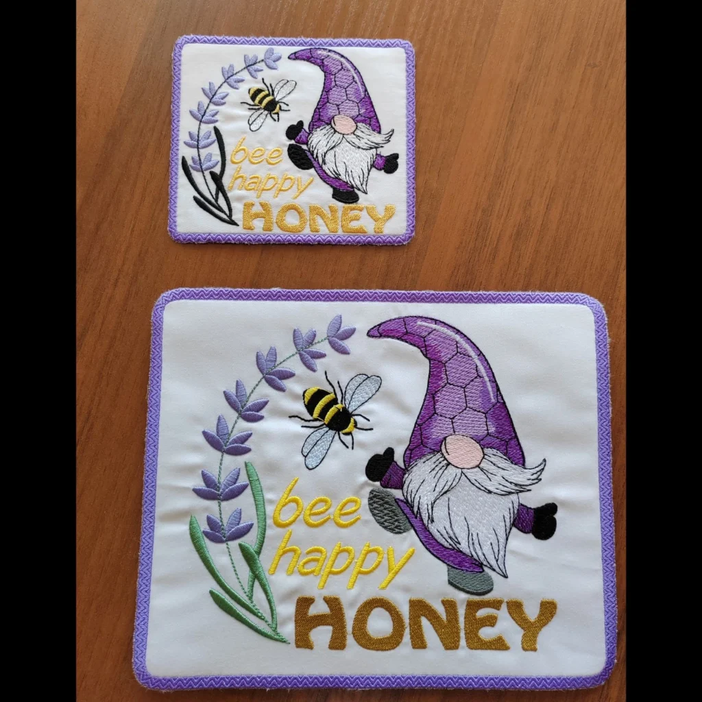 Bee happy embroidery design - honey embroidery design- gnome embroidery