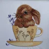 Bunny in tea cup embroidery design 1