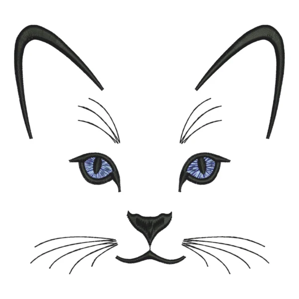 Cat face embroidery design- cat ears embroidery pattern