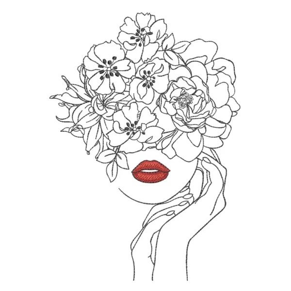 Floral woman embroidery design