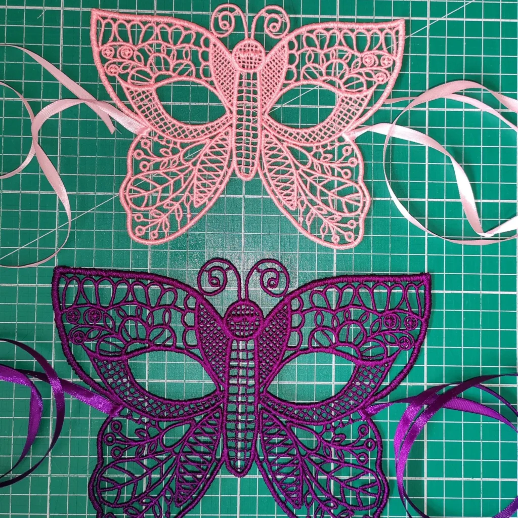 Freestanding butterfly eye mask embroidery design