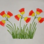 Simple Fringe Flowers Embroidery Design - Red Wildflowers