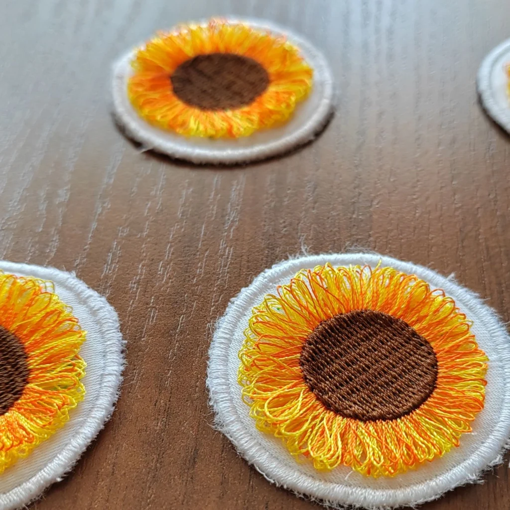 Fringe sunflower embroidery design 1 - fluffy 3D embroidery design