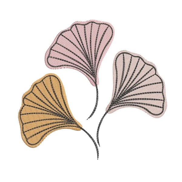 Whimsical ginkgo leaves embroidery design