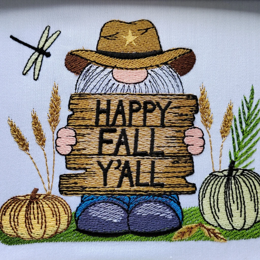 Happy fall y'all embroidery design - autumn embroidery pattern