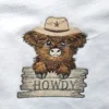 Highland Cow embroidery design - Howdy embroidery pattern