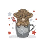 Highland Cow Embroidery Design - Christmas Pattern