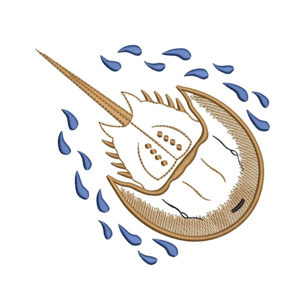 Horseshoe crab embroidery design- sea life embroidery pattern