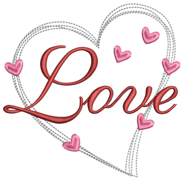 Love and hearts embroidery design.