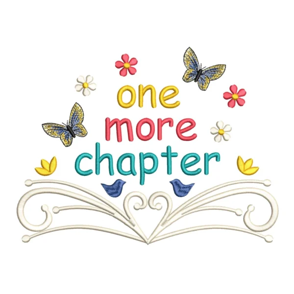 One more chapter embroidery design- book flowers butterfly embroidery pattern