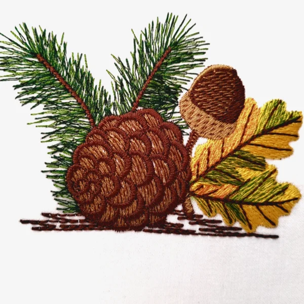 Pine cone embroidery design - Autumn embroidery pattern