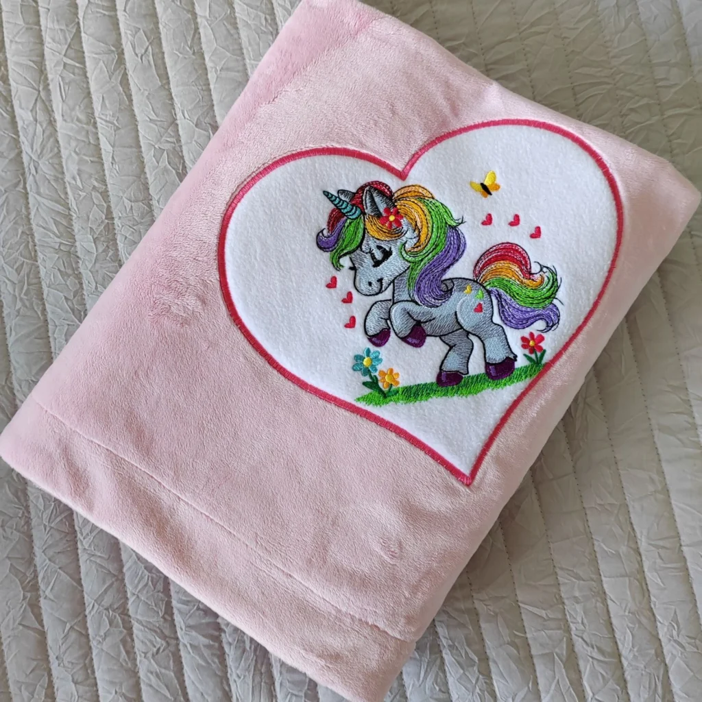 Unicorn embroidery design- blanket