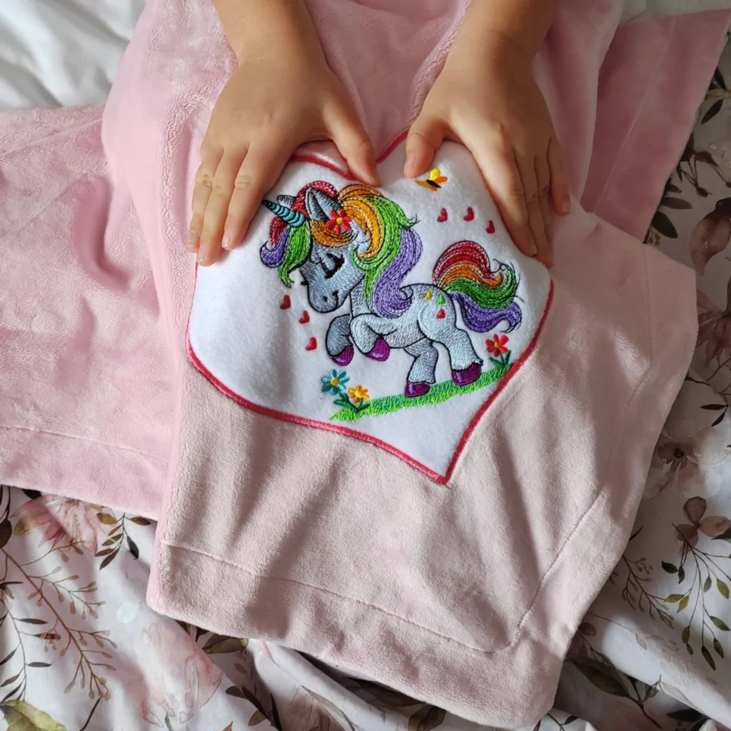 Unicorn embroidery design blanket