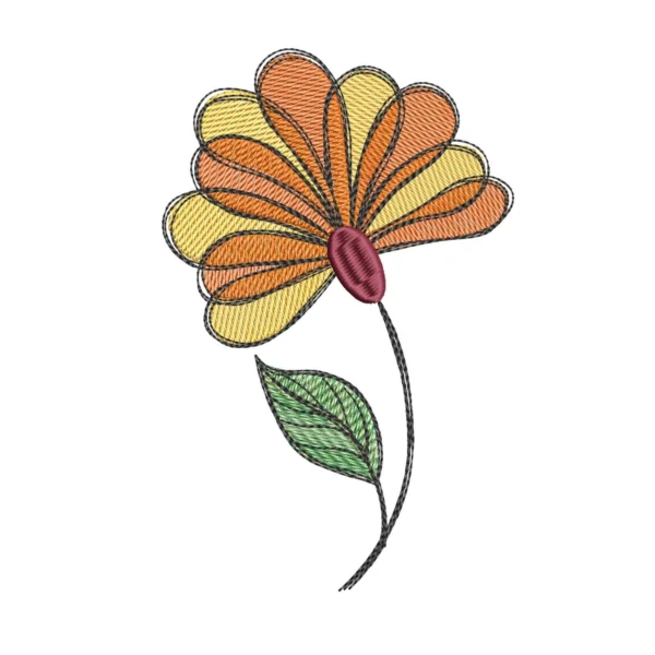 Whimsical flower embroidery design - floral embroidery pattern