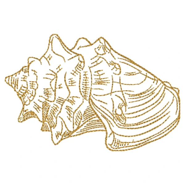 Shell sketch embroidery design 7 - sea shell embroidery - sketch embroidery pattern - beach embroidery