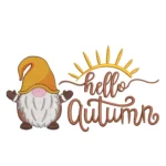 Hello Autumn Embroidery Design - Gnome Embroidery Pattern