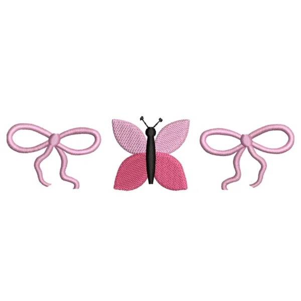 Bow and Butterfly Embroidery Design - Machine Embroidery