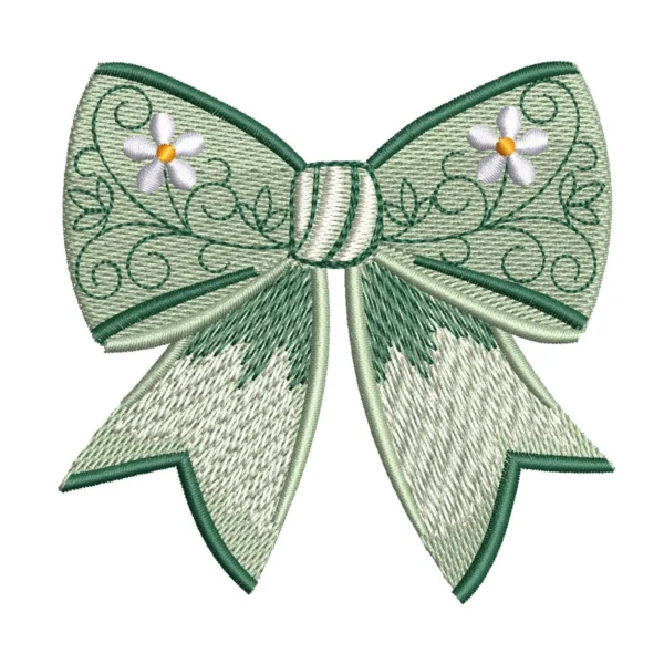 Bow floral embroidery design