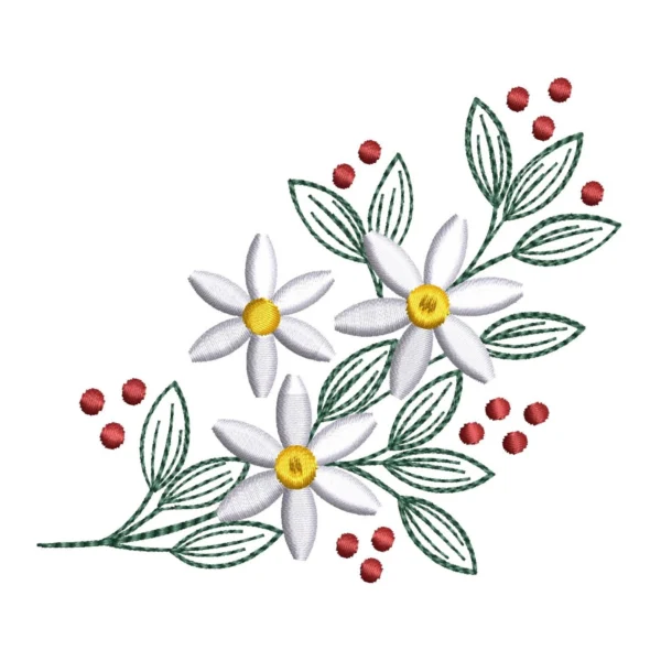 Daisies embroidery design - floral embroidery pattern