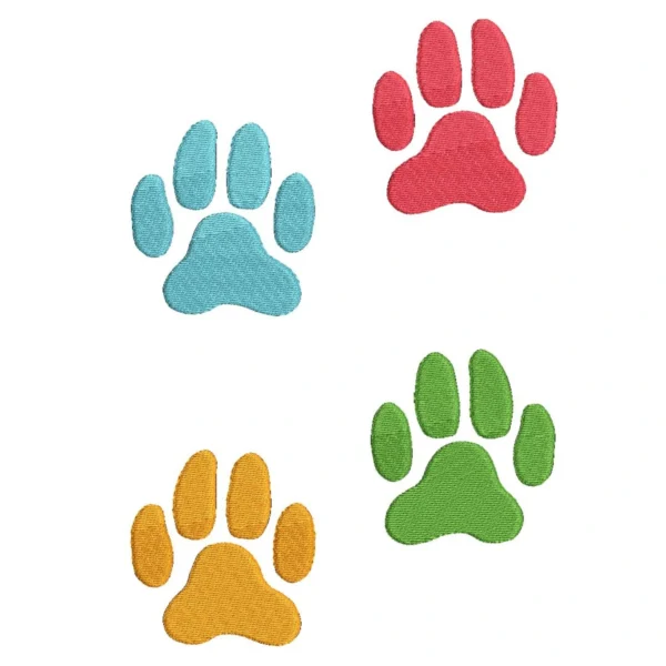 Dog paws embroidery design - colorful embroidery pattern