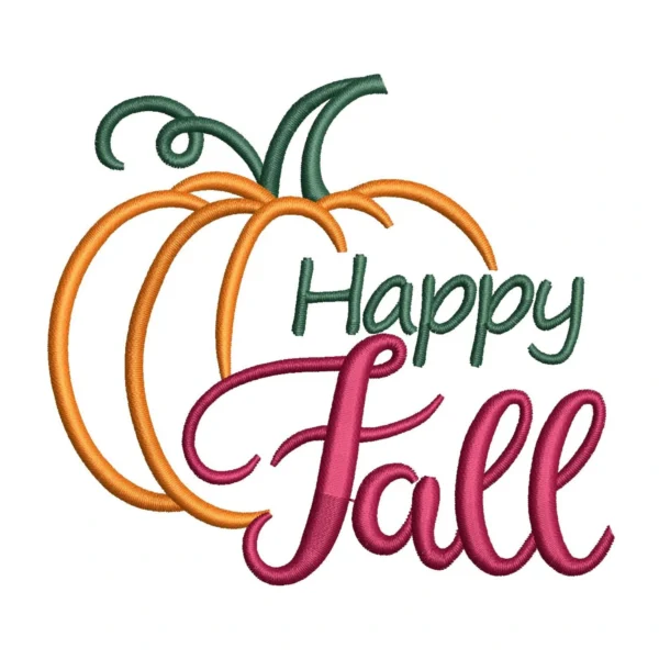 Happy Fall embroidery design - pumpkin embroidery pattern