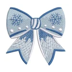 Blue Bow Embroidery Design - Winter Embroidery Pattern
