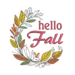 Hello Fall Embroidery Design - Whimsical Wreath Embroidery