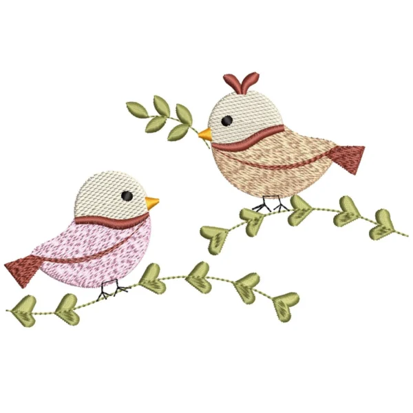Two Little Birds Embroidery Design