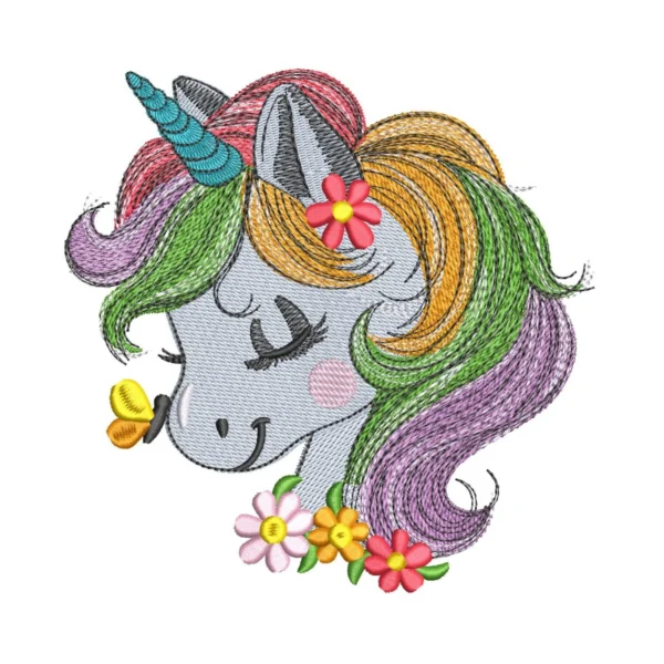 Unicorn head embroidery design - fantasy embroidery pattern