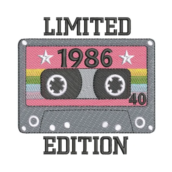 Born in 1986 limited edition embroidery design