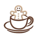 Gingerbread Cookie Embroidery Design - Coffee Cup Pattern