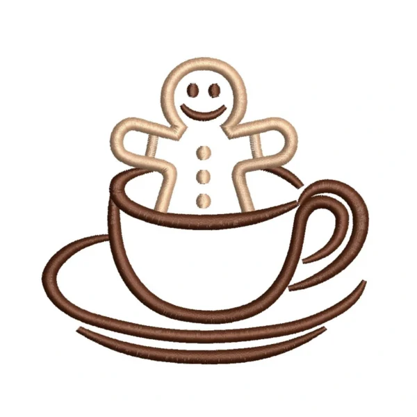 Gingerbread man embroidery design - cup of coffee embroidery pattern Gingerbread man embroidery design - cup of coffee embroidery pattern