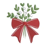 Mistletoe Embroidery Design - Red Bow Pattern