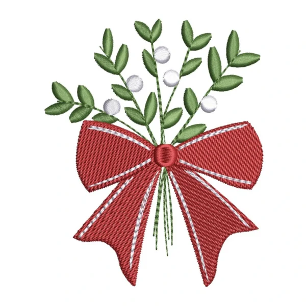 Mistletoe with red bow embroidery design - Christmas pattern Mistletoe with red bow embroidery design - Christmas pattern