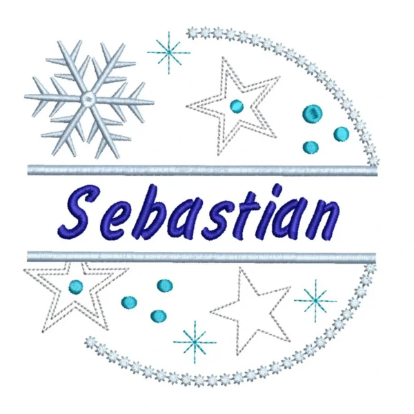 Christmas embroidery pattern - snowflakes name frame pattern 1