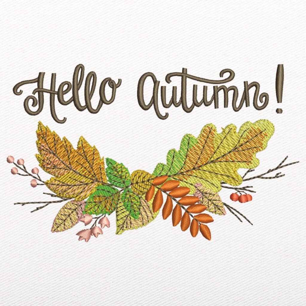 Hello Autumn embroidery design